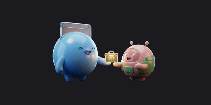 웹사이트가 에이전트에게 도구를 건네주는 모습